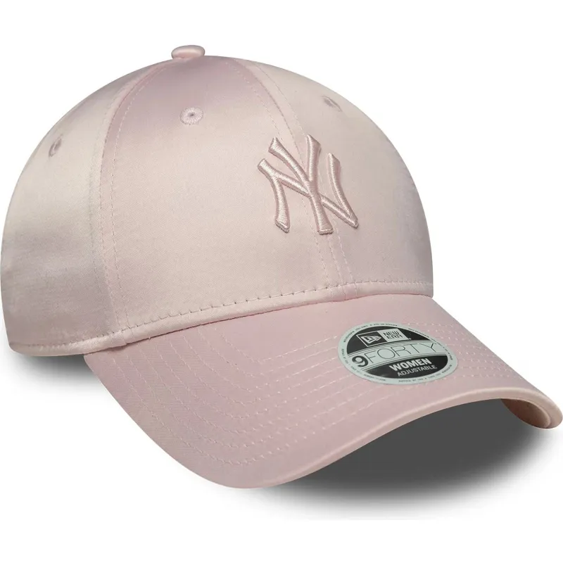 gorra-curva-rosa-ajustable-con-logo-rosa-para-mujer-9forty-satin-de-new-york-yankees-mlb-de-new-era