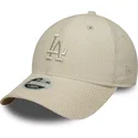 beige-verstellbare-curved-cap-mit-beigem-logo-fur-damen-9forty-m-crown-pastel-cord-der-los-angeles-dodgers-mlb-von-new-era