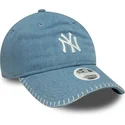 new-era-curved-brim-women-9twenty-denim-stitch-new-york-yankees-mlb-blue-adjustable-cap