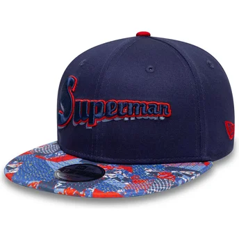 New Era Flat Brim Youth Superman 9FIFTY DC Comics Navy Blue Snapback Cap