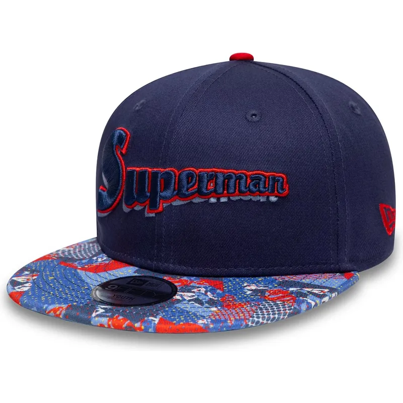 dunkelblaue-flache-snapback-kappe-fur-kinder-9fifty-von-superman-dc-comics-von-new-era