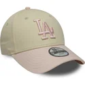 gorra-curva-beige-y-rosa-ajustable-para-nino-9forty-league-essential-de-los-angeles-dodgers-mlb-de-new-era