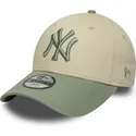 new-era-curved-brim-youth-9forty-league-essential-new-york-yankees-mlb-beige-and-green-adjustable-cap