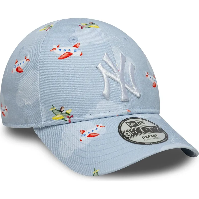 new-era-curved-brim-toddler-9forty-plane-all-over-print-new-york-yankees-mlb-light-blue-adjustable-cap