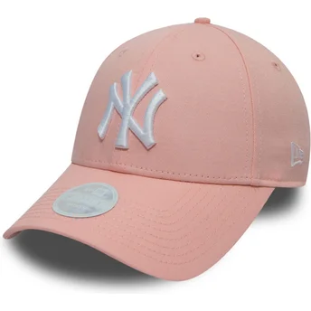 rosa-verstellbare-curved-cap-9forty-league-essential-der-new-york-yankees-mlb-von-new-era