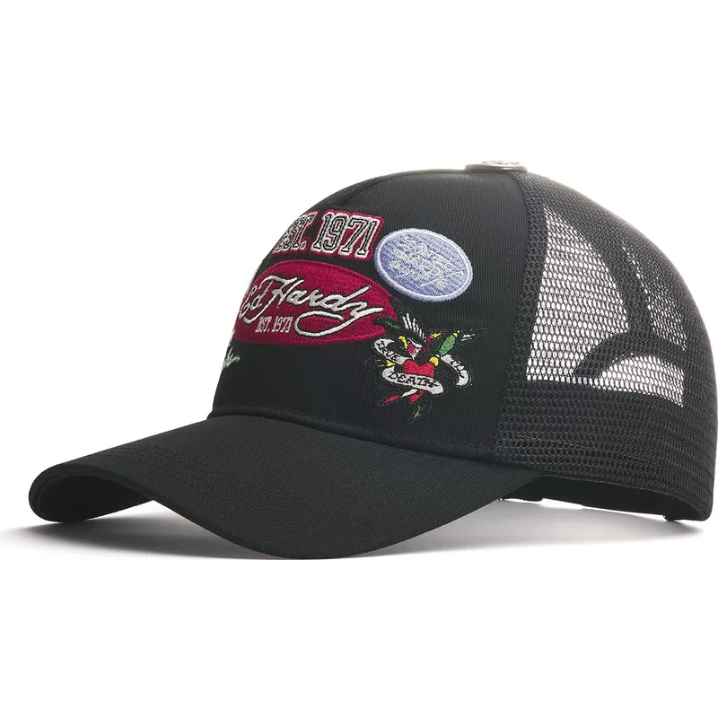 cepice-zaoblena-cerna-snapback-est-1971-varsity-ed-hardy