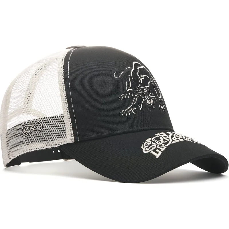 cepice-zaoblena-cerna-snapback-contrast-stitch-panther-graphic-ed-hardy