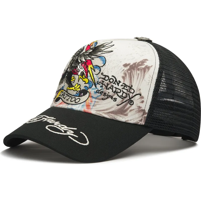 cepice-zaoblena-bila-snapback-tattoo-eagle-graphic-ed-hardy