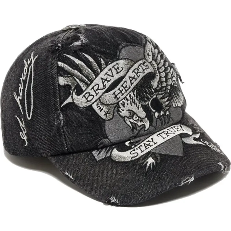 cepice-zaoblena-cerna-nastavitelny-brave-hearts-ed-hardy