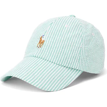 Grön böjd justerbar keps Stretch Seersucker från Polo Ralph Lauren