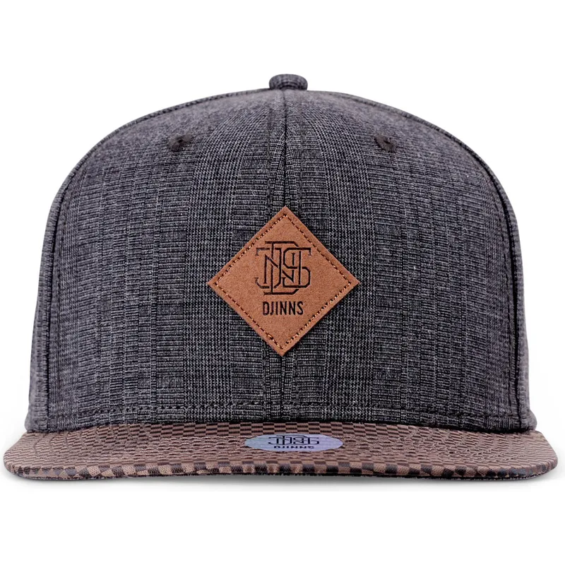 djinns-flat-brim-glencheck-grey-adjustable-cap