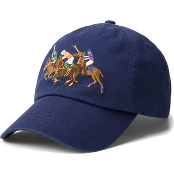 Čepice zaoblená námořnická modrá nastavitelný Twill Triple Pony Polo Ralph Lauren