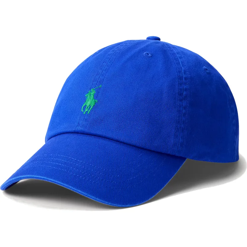 blaue-verstellbare-curved-cap-mit-grunem-logo-cotton-chino-classic-sport-von-polo-ralph-lauren