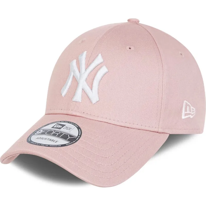 gorra-curva-rosa-claro-ajustable-con-logo-blanco-9forty-league-essential-de-new-york-yankees-mlb-de-new-era