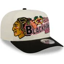 beige-och-svart-kurvad-keps-snapback-9fifty-a-frame-classic-fran-chicago-blackhawks-nhl-av-new-era