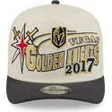 beige-und-schwarze-gebogene-snapback-kappe-9fifty-a-frame-classic-der-vegas-golden-knights-nhl-von-new-era