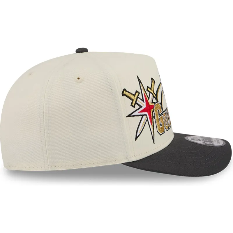 beige-und-schwarze-gebogene-snapback-kappe-9fifty-a-frame-classic-der-vegas-golden-knights-nhl-von-new-era