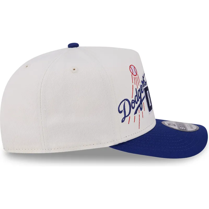 beige-und-blaue-gebogene-snapback-kappe-9fifty-a-frame-classic-der-los-angeles-dodgers-mlb-von-new-era