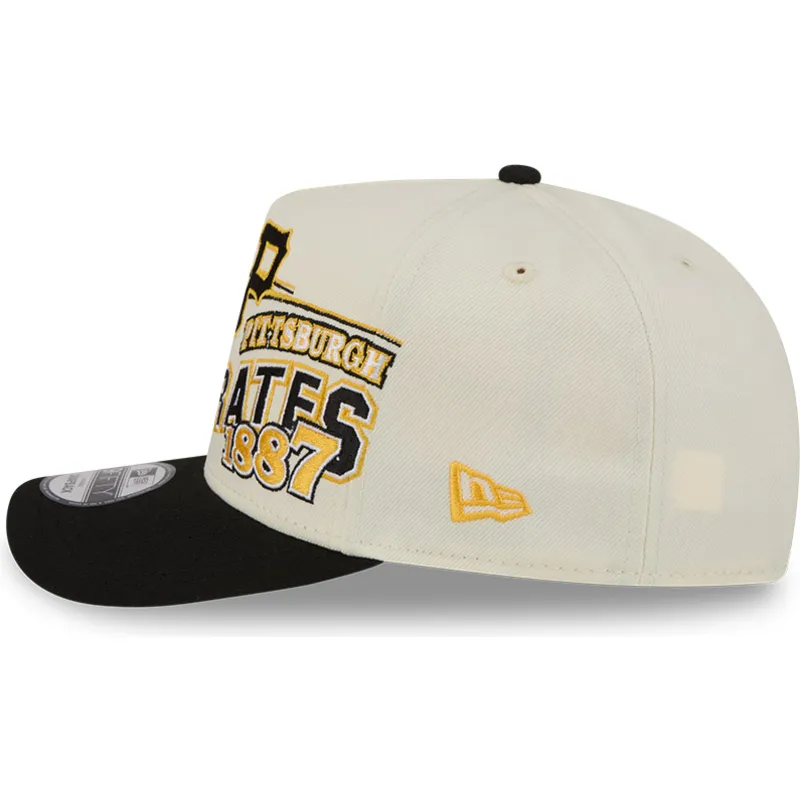 beige-und-schwarze-gebogene-snapback-kappe-9fifty-a-frame-classic-der-pittsburgh-pirates-mlb-von-new-era