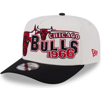 Beige und schwarze gebogene Snapback-Kappe 9FIFTY A Frame Classic der Chicago Bulls NBA von New Era