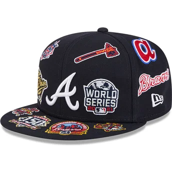 New Era Flat Brim 59FIFTY All Over Atlanta Braves MLB Black Fitted Cap