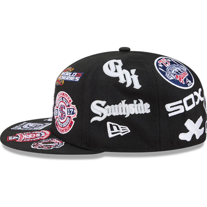 schwarze-enganliegende-59fifty-flat-cap-all-over-logos-der-chicago-white-sox-mlb-von-new-era