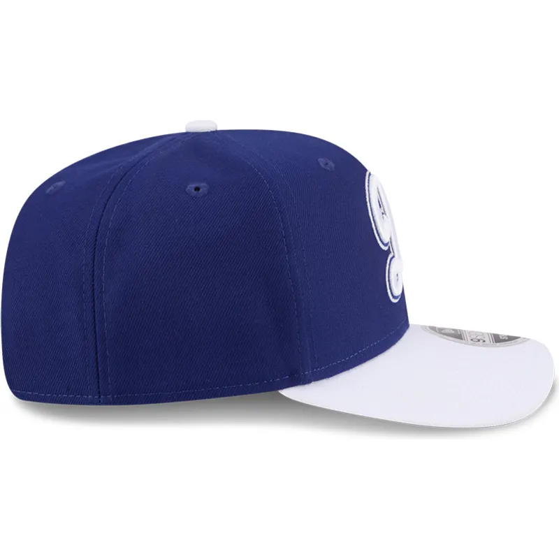 blaue-und-weisse-gebogene-snapback-kappe-9seventy-stretch-snap-flower-der-los-angeles-dodgers-mlb-von-new-era