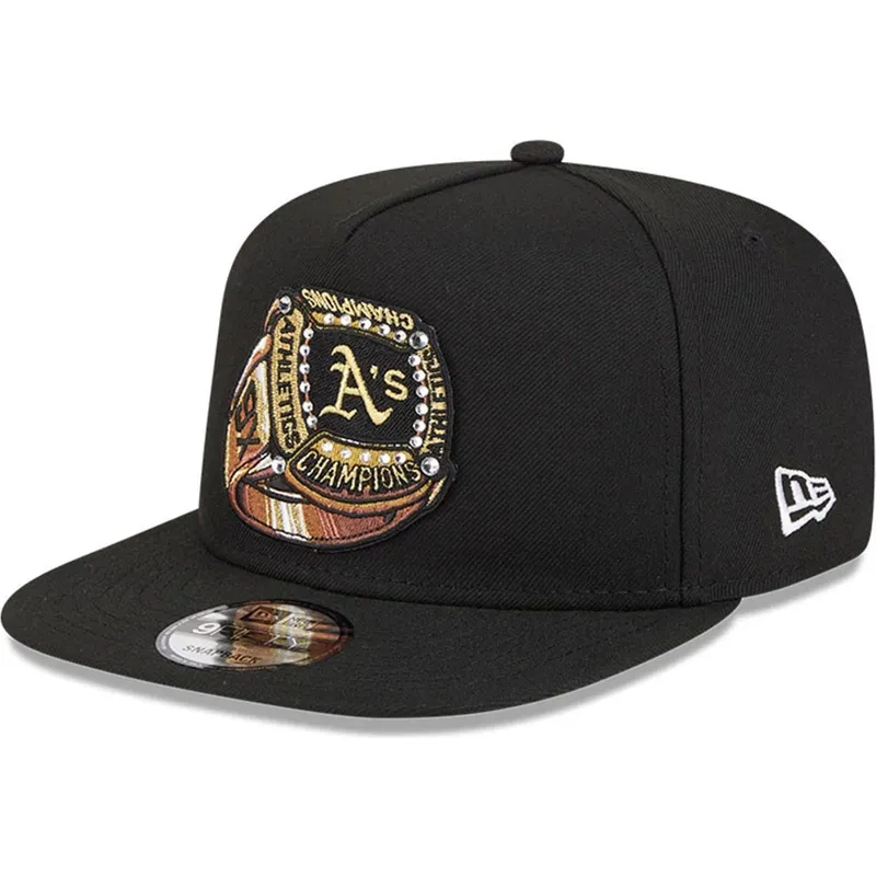 schwarze-flache-snapback-kappe-9fifty-a-frame-ring-der-oakland-athletics-mlb-von-new-era