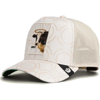 Gorra trucker blanca vaca Holy Cow Religulous The Farm de Goorin Bros.