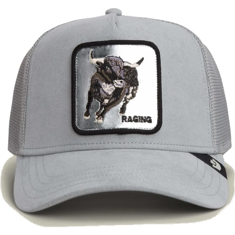 trucker-cap-grau-stier-raging-silver-bull-metallic-the-farm-von-goorin-bros