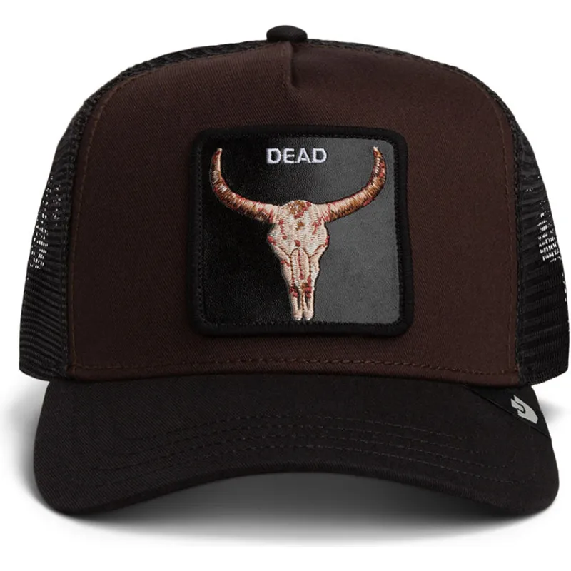 gorra-trucker-marron-y-negra-calavera-dead-skull-the-farm-de-goorin-bros