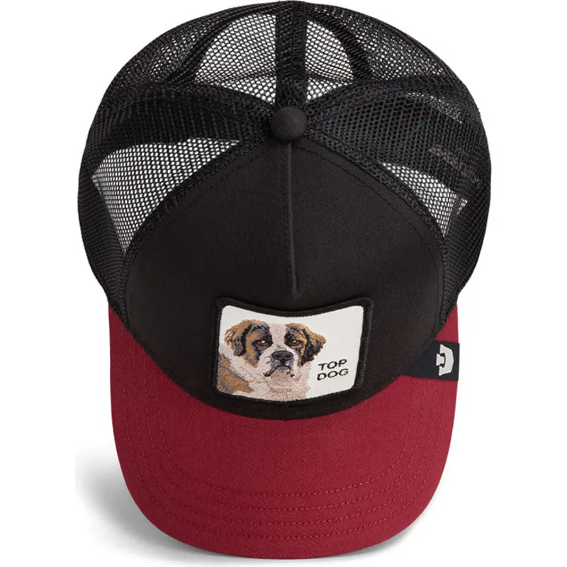 gorra-trucker-negra-y-roja-perro-crush-top-dog-the-farm-de-goorin-bros