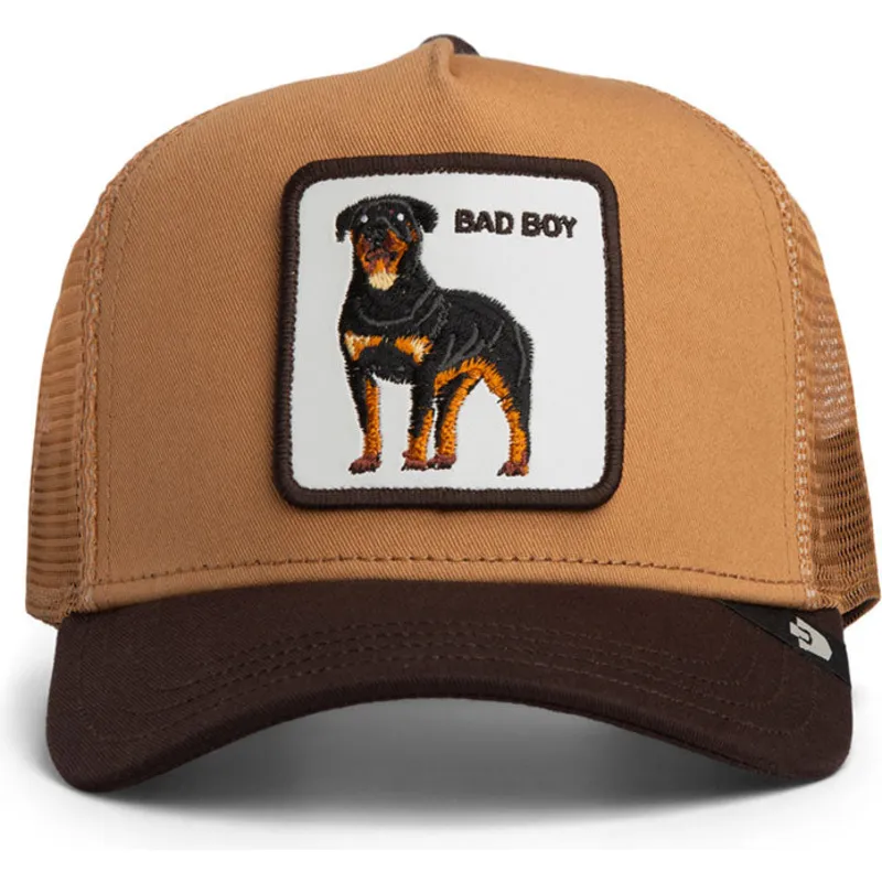 braune-trucker-kappe-fur-jungen-hund-rottweiler-bad-boy-mini-the-farm-von-goorin-bros