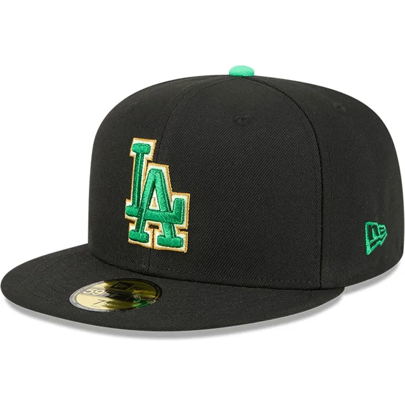 schwarze-anliegende-59fifty-flatcap-saint-patrick-s-day-der-los-angeles-dodgers-mlb-von-new-era