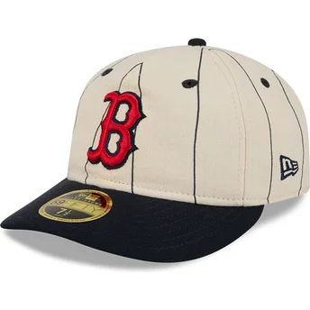 Καπέλο με καμπύλη μπεζ εφαρμοστό 59FIFTY Retro Crown Linen των Boston Red Sox MLB της New Era