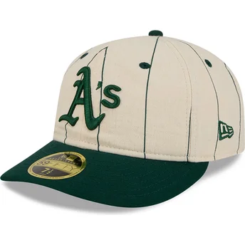 Cap zaoblená beige ajustada 59FIFTY Retro Crown Linen Oakland Athletics MLB New Era
