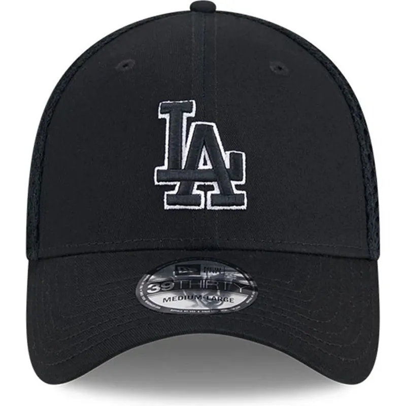 svart-justerad-truckerkeps-med-svart-logotyp-39thirty-evergreen-neo-fran-los-angeles-dodgers-mlb-av-new-era