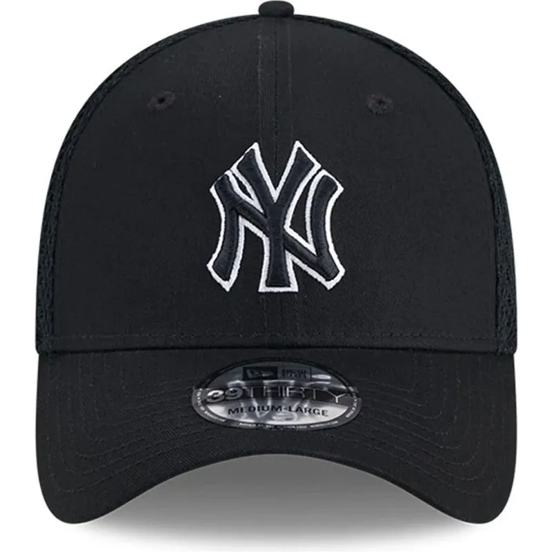 svart-justerad-truckerkeps-med-svart-logotyp-39thirty-evergreen-neo-fran-new-york-yankees-mlb-av-new-era