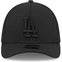 schwarze-gebogene-verstellbare-kappe-mit-schwarzem-logo-39thirty-m-crown-a-frame-der-los-angeles-dodgers-mlb-von-new-era
