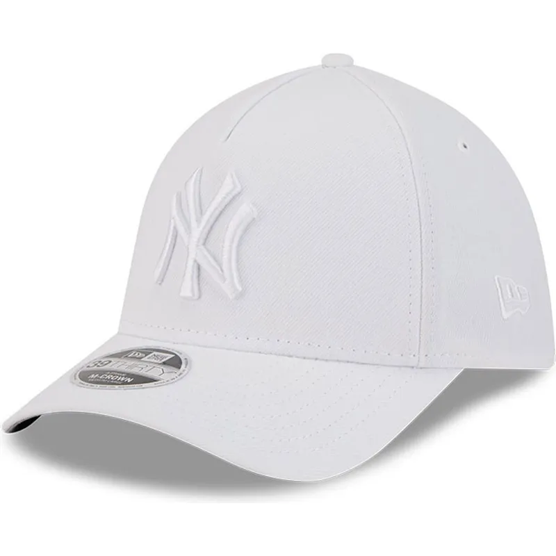 weisse-gebogene-angepasste-kappe-mit-weissem-logo-39thirty-m-crown-a-frame-von-new-york-yankees-mlb-von-new-era