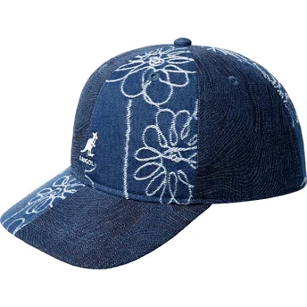 Čepice zaoblená námořnická modrá nastavitelný pásek Denim Mashup Medium Blue Floral Kangol