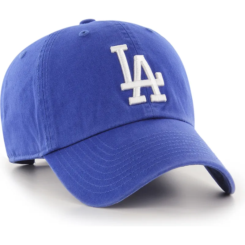 blaue-gebogene-kappe-der-los-angeles-dodgers-mlb-clean-up-von-47-brand