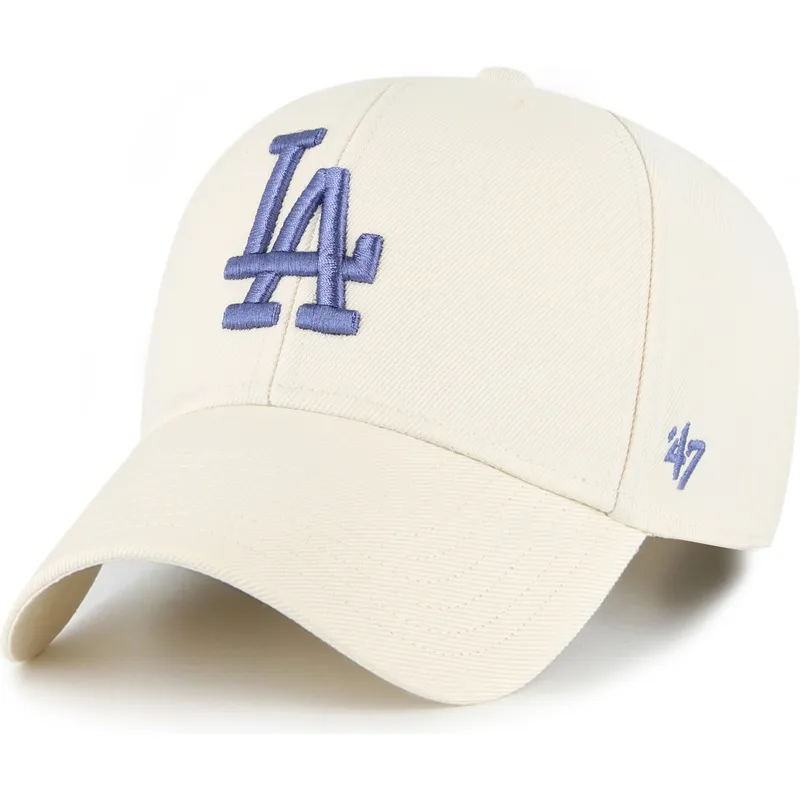 47-brand-curved-brim-blue-logo-mvp-los-angeles-dodgers-mlb-beige-snapback-cap