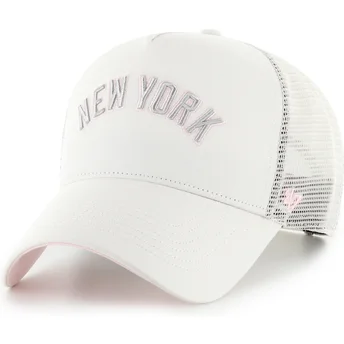 Καπέλο trucker μπεζ και ροζ Offside DT Soft Glow Script των New York Yankees MLB της 47 Brand
