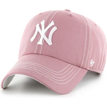 Čepice zaoblená růžová nastavitelný pásek Clean Up Contrast Stitch New York Yankees MLB 47 Brand