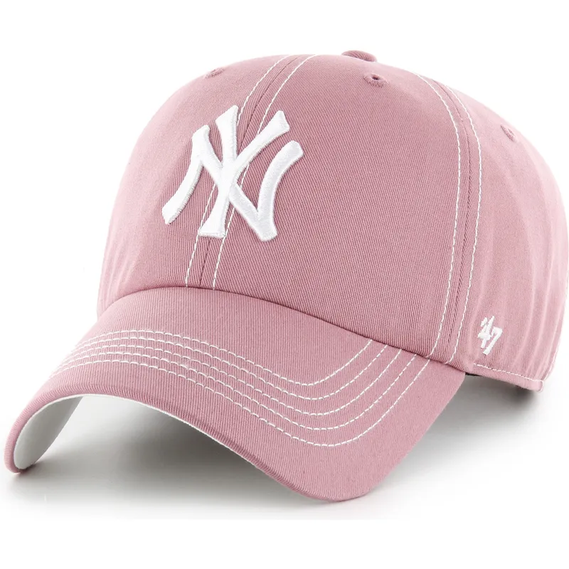 gorra-curva-rosa-ajustable-clean-up-contrast-stitch-de-new-york-yankees-mlb-de-47-brand