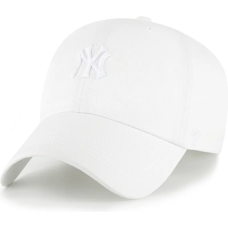 47-brand-curved-brim-white-logo-clean-up-contemporary-two-tone-new-york-yankees-mlb-white-adjustable-cap