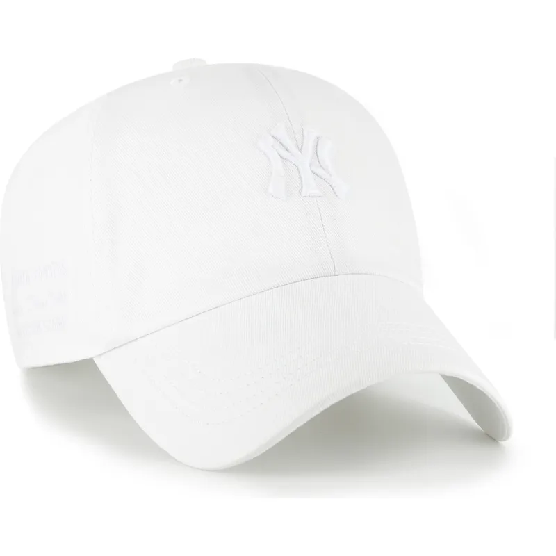 47-brand-curved-brim-white-logo-clean-up-contemporary-two-tone-new-york-yankees-mlb-white-adjustable-cap
