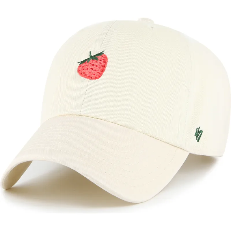 gorra-curva-beige-ajustable-strawberry-cookie-clean-up-food-base-runner-icon-de-47-brand