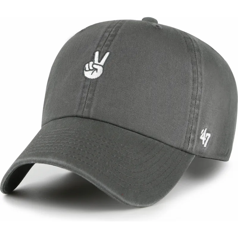 graue-verstellbare-curved-cap-peace-clean-up-base-runner-icon-von-47-brand